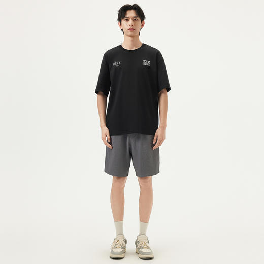 gxg.jeans男装 黑色字母绣花简约休闲宽松基础短袖T恤男 25夏热卖 商品图3
