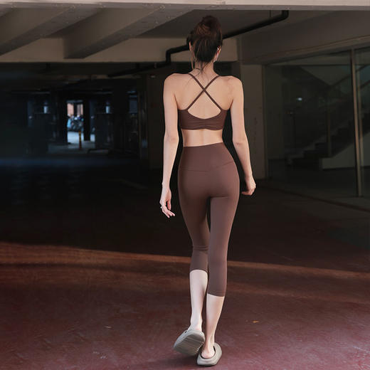 beemen 舒适裸感 高腰提臀瑜伽健身裤紧身速干外穿七分裤 小个子紧身裤 商品图3