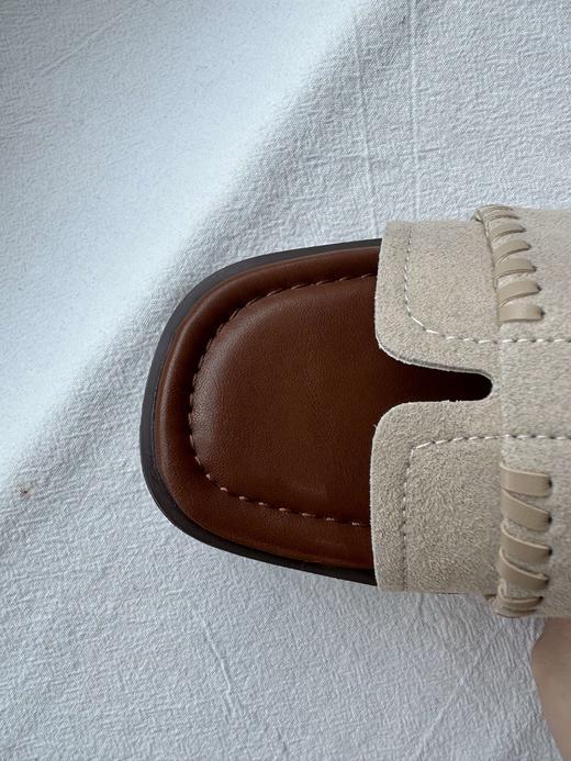 贝壳三 女款编织度假风一字软底拖鞋外穿百搭平底凉鞋C051339 商品图3