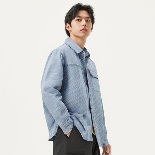 gxg.jeans男装 蓝色满身提花时尚复古牛仔衬衫外套男 25年春热卖 商品图2