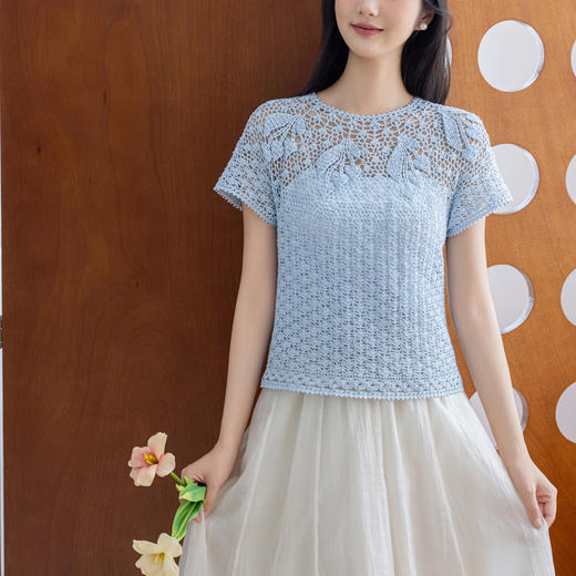 苏苏姐家铃兰蕾丝衣手工diy衣服钩针上衣短袖毛线团自制材料包 商品图3