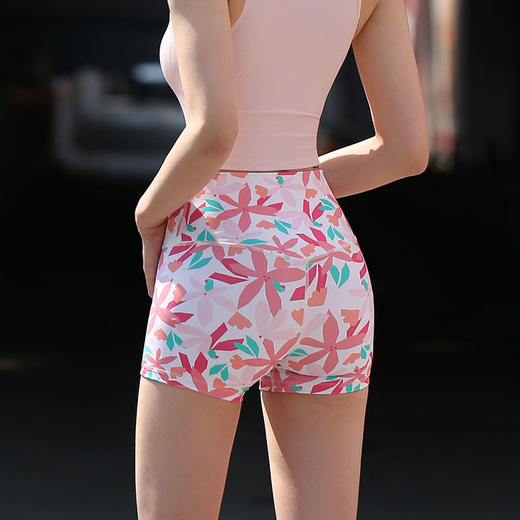 beemen  女晓星氨纶高弹印花运动短裤收腰提臀健身裤 商品图0