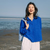 特绽放271朵/入蓝系列·纯苎麻显瘦正肩长袖衬衫克莱因蓝防晒上衣 商品缩略图0