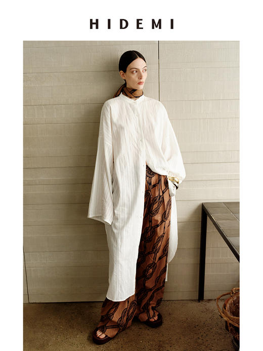 HIDEMI度假系列艺术感浮雕面料大廓形立裁oversize长款衬衫连衣裙 商品图2