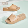 妈妈凉鞋2025新款夏季真皮外穿厚底增高一字拖软底舒适女鞋5L950-36 商品缩略图2