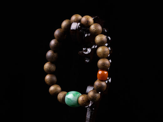 XY0329沉香+翡翠南红桶珠手串 商品图8