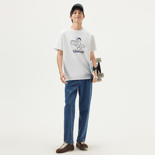 gxg.jeans男装 白色趣味图案时尚潮流宽松圆领短袖T恤男 25夏热卖 商品图3