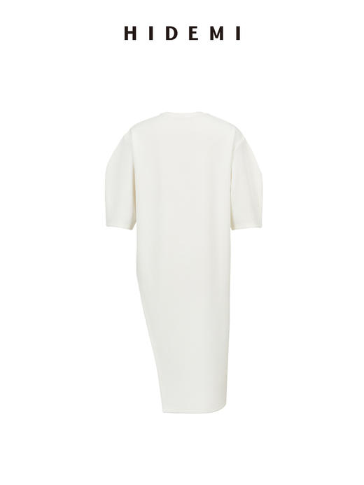 HIDEMI 度假系列极简不对称剪裁薄针织短袖两穿空气层长款连衣裙 商品图2