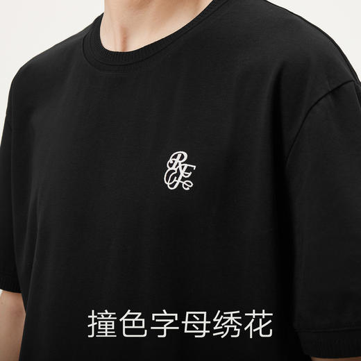 gxg.jeans男装  黑色潮流刺绣基础宽松圆领短袖T恤男 25年夏热卖 商品图4
