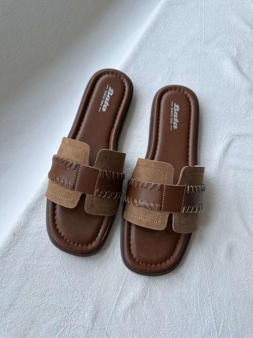 贝壳三 女款编织度假风一字软底拖鞋外穿百搭平底凉鞋C051339 商品图2