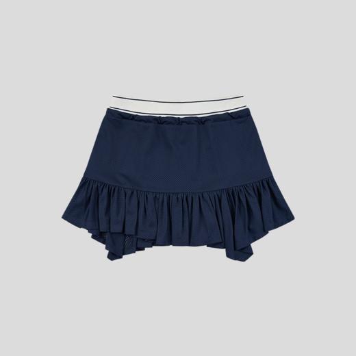 GOODBAI logo腰带抽绳拼接不规则下摆网面双层半身短裙 商品图4