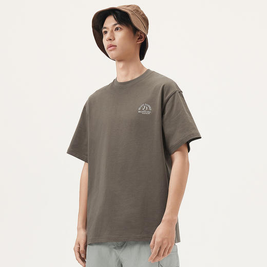 gxg.jeans男装 咖色字母绣花宽松简约圆领短袖T恤 25年夏热卖 商品图2