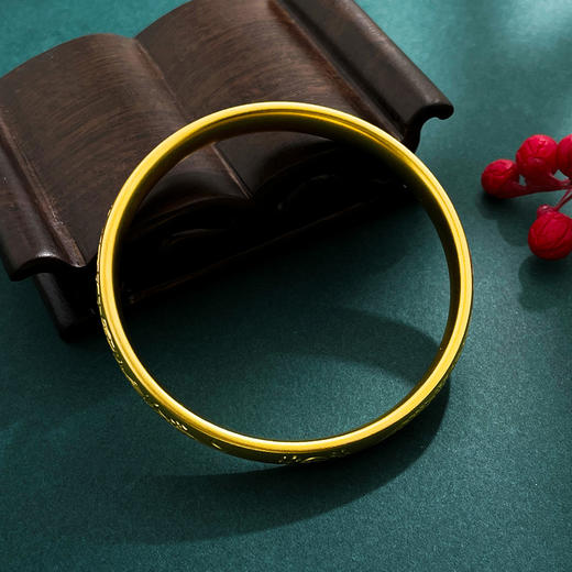 【限时克减150元】足金999 #婚庆 古法空心固口手镯龙凤戏珠龙凤镯龙凤呈祥婚嫁手镯（面宽约7.8-8.2mm，厚约3.7mm）(YQGFSZ00518)预售产品下单后不退款不退货不换货不补差价 商品图5