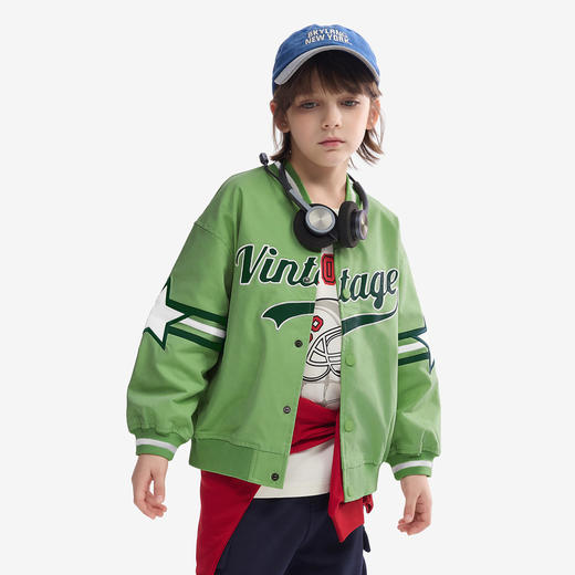 【秒】【MQD】童装男童棒球服学院外套春秋装款儿童撞色贴布绣棒球外套 商品图0