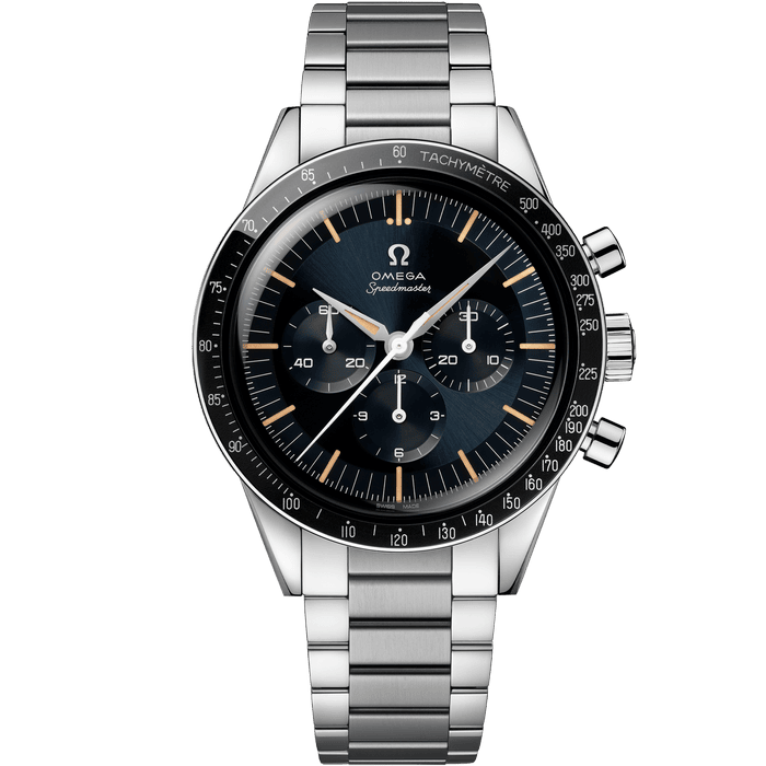 欧米茄超霸系列 首枚欧米茄太空表 39.7毫米, 精钢表壳 搭配 精钢表链