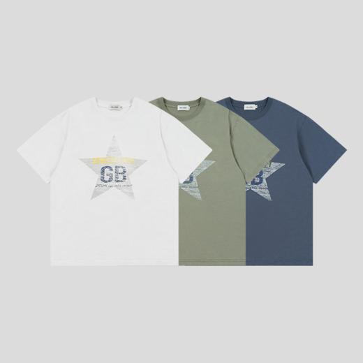 GOODBAI athletic GB 星星logo水洗印花圆领oversize短袖T恤 商品图1