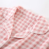 雀说夏款日系简约格子纯棉双层纱布女士三件套睡衣薄款短袖家居服套装AL 商品缩略图2