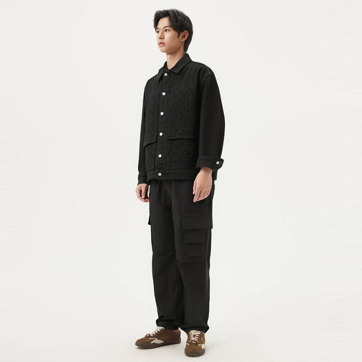 gxg.jeans男装 黑色夹棉复古口袋老花牛仔夹克外套男 25春热卖 商品图3