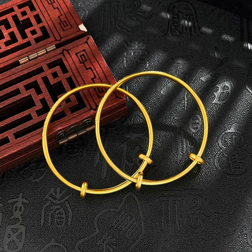 【限时克减150元】足金999 #儿童/宝宝 古法宝宝手镯龙凤呈祥推拉BB镯推拉童镯（实心）/对(YGFTZ00005)预售产品下单后不退款不退货不换货不补差价 商品图2