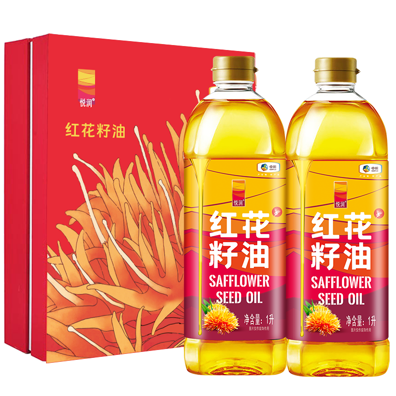 中粮悦润红花籽油礼盒1L*2