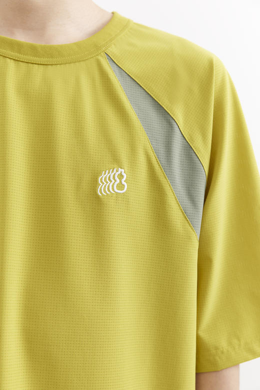 吃茶去chichaqu25速干弹力拼色插肩袖短袖T恤轻薄凉感户外运动 商品图3