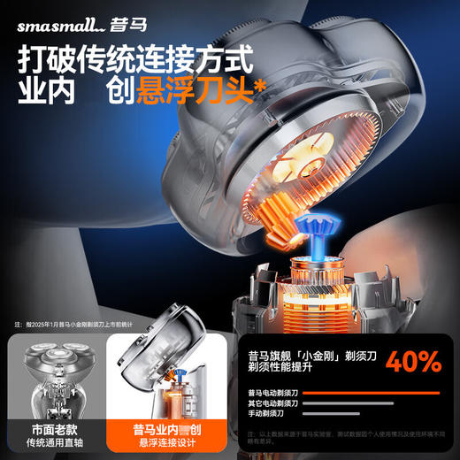 昔马（SMASMALL）电动剃须刀小金刚三头男士刮胡刀悬浮刀头全身水洗便携送老公男友情人节礼物 送礼佳品 商品图7