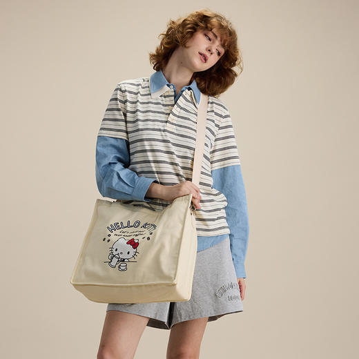 银座 X Hello Kitty联名系列大容量手提斜挎托特帆布包24001系列 商品图0