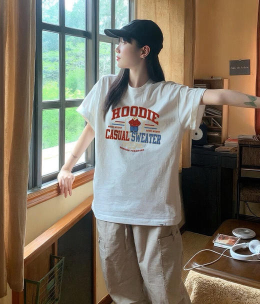 出口转内销🔥韩国订单 【新升级透气纯棉💯印花T恤】  🔥⁡比普通款更具吸睛效果，‪灵动趣味更出片 版型包容藏肉⚠秒变纸片人 商品图7