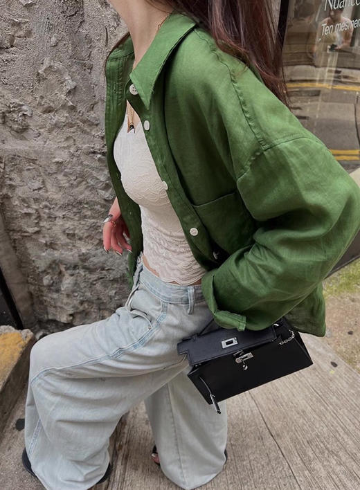 ✨【100%苎麻版松绿衬衫】‼️🌿无苎麻不夏天，前面做了几款苎麻衬衫大受欢迎，这次更加大胆做了松绿色版本，绝了！气质这块妥妥的拿捏！ 商品图5