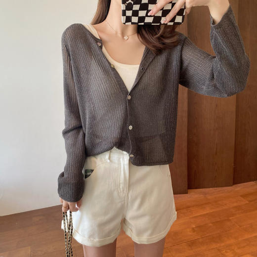 直发【A905】天丝莱赛尔亚麻手工镂空针织空调衫防晒衫 商品图1