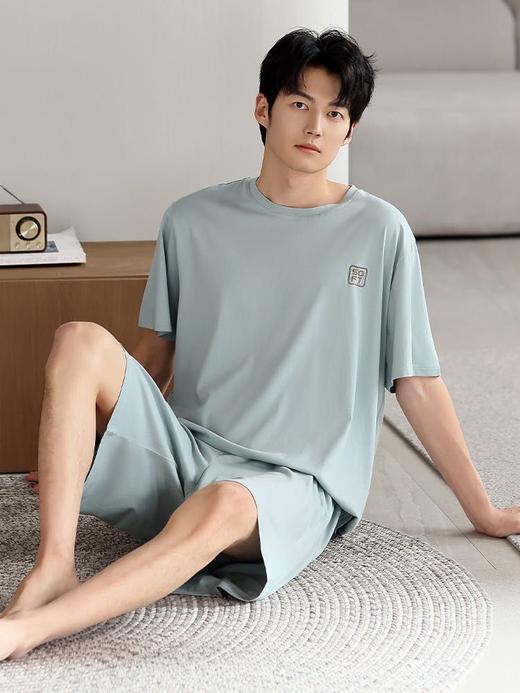 太夸张了‼️真的比裸睡还要舒爽🍃【会“呼吸”莫代尔男士家居服套装】自带凉感面料，承包了整个夏季的睡衣 商品图0