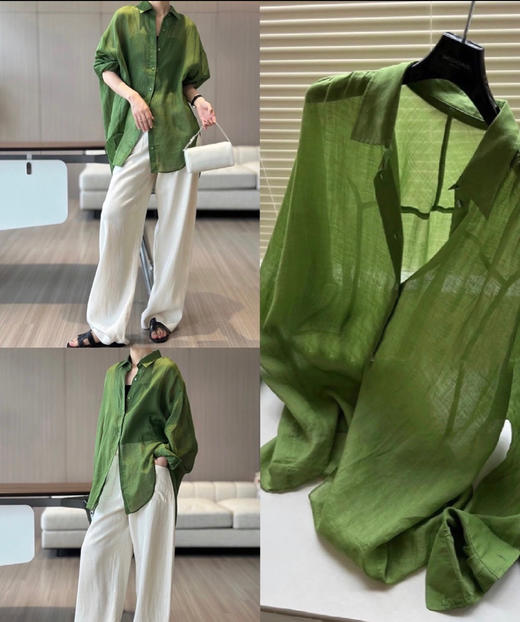 ✨【100%苎麻版松绿衬衫】‼️🌿无苎麻不夏天，前面做了几款苎麻衬衫大受欢迎，这次更加大胆做了松绿色版本，绝了！气质这块妥妥的拿捏！ 商品图4
