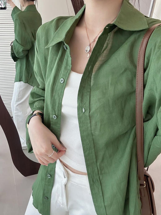 ✨【100%苎麻版松绿衬衫】‼️🌿无苎麻不夏天，前面做了几款苎麻衬衫大受欢迎，这次更加大胆做了松绿色版本，绝了！气质这块妥妥的拿捏！ 商品图10