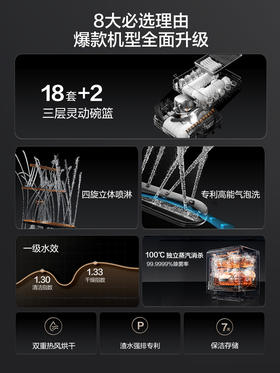 [新品]方太02-VP10嵌入式洗碗机智能彩膜屏全自动家用18套大容量一体