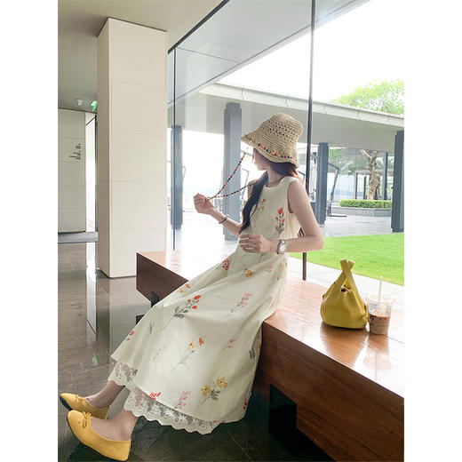 <曾小咸推荐>法式温柔风植物印花无袖连衣裙 商品图3