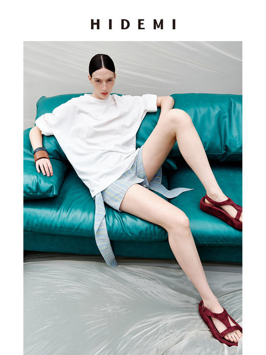 HIDEMI 度假系列艺术刺绣面料不规则荡领设计感优雅气质上衣短裤长裤套装 商品图3