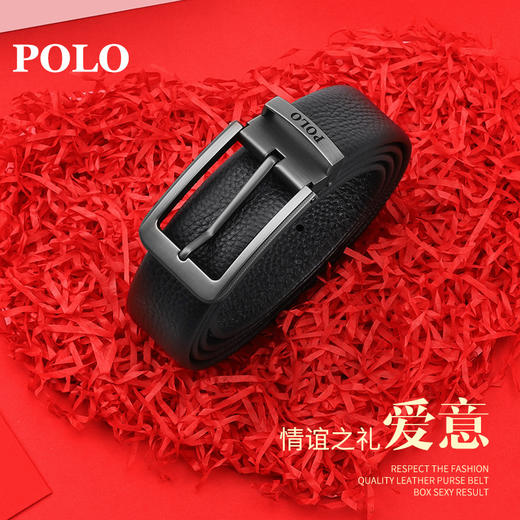 POLO 男士皮带商务休闲鳄鱼纹腰带双头层牛皮男裤带012251 商品图9