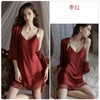 【YW】无忧购深V聚拢加胸垫纯欲顺滑缎面睡裙舒适外袍套装5610（截单后3-5天发货) 商品缩略图6