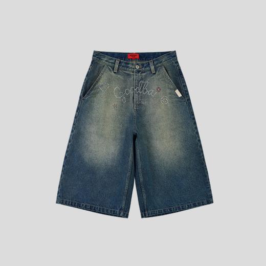 GOODBAI GOODEES烫钻logo水洗牛仔中裤 商品图3