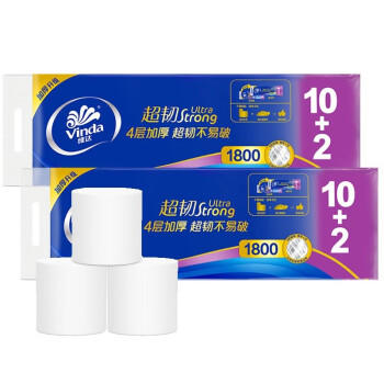 维达V4492无芯短卷4层150g手厕纸卫生纸巾家用实惠装 超韧12卷*3提 /家庭清洁/纸品 /清洁纸品 /卷纸 商品图2