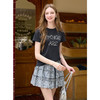 三彩2025夏季新款格纹蛋糕裙松紧腰半身裙木耳边短裙甜美M 商品缩略图2