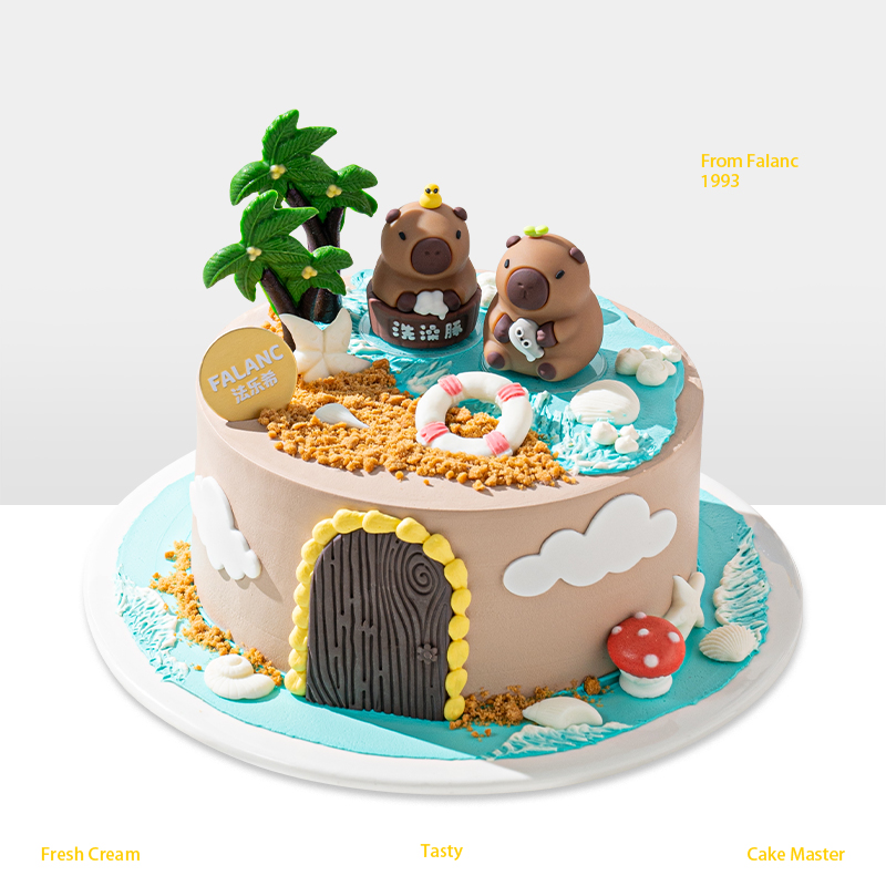 【卡皮巴拉】情绪稳定，躺平假期 0卡糖动物奶油蛋糕