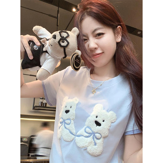 【129元任选2件】现货秒杀！针织贴布绣小狗短袖T恤 商品图2