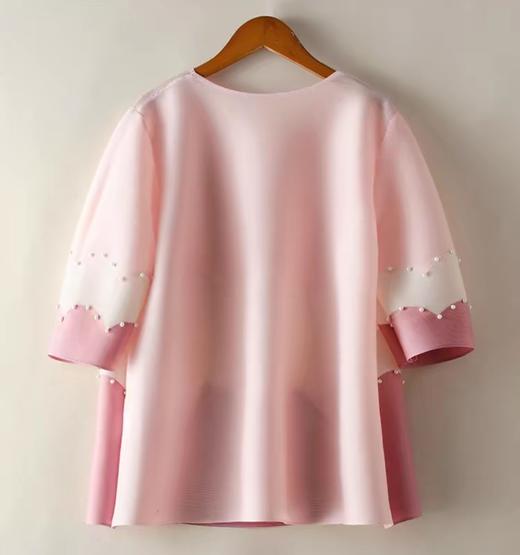 三宅褶皱珍珠显白南韩丝亚麻丝天丝混纺遮肉衫 商品图10