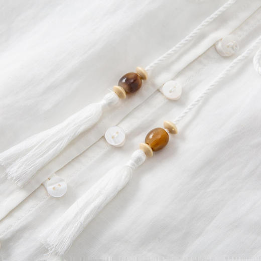 「K」洛诗琳01855法式系带衬衫2025夏季苎麻刺绣灯笼袖衬衫10344 商品图4