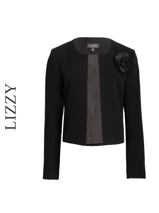 LIZZY 早秋 优雅名媛风简约气质小香风醋酸面料短外套（配胸花）7779 商品图6