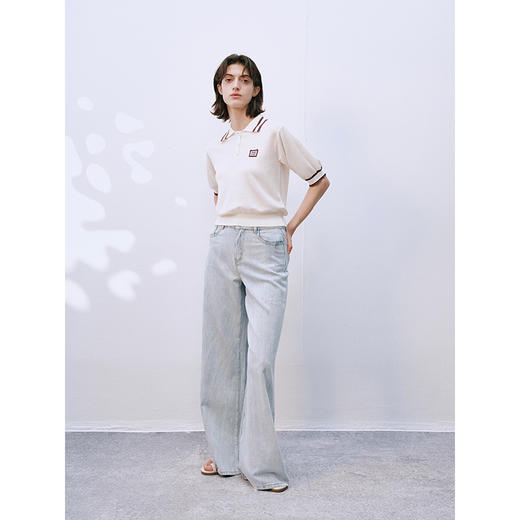 UMILAB【拓风】亚麻棉轻薄透气直筒微喇夏季浅色牛仔裤BP1268M 商品图4