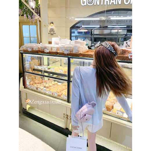 <曾小咸推荐> 韩系蓝色薄款长袖防晒t恤女夏宽松慵懒风罩衫 商品图10