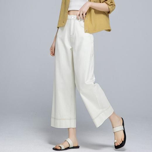 「高货xg」全新升级【铂金会员165/天猫219/差价54】(00250)洛诗琳浅蓝色阔腿牛仔2025夏季薄款小个子九分翻边直筒裤 商品图2