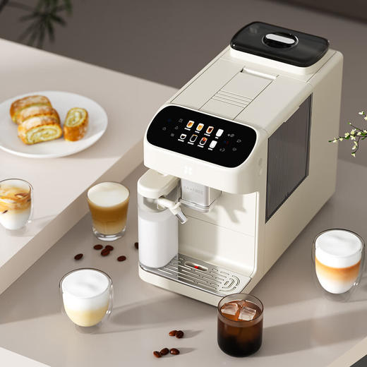 咖啡自由（KAxFREE）SF1 Pro智能全自动咖啡机 家用办公室意式美式研磨萃取奶泡一体机 智享大师风味 冷热双温绵云奶咖 月白色 商品图7